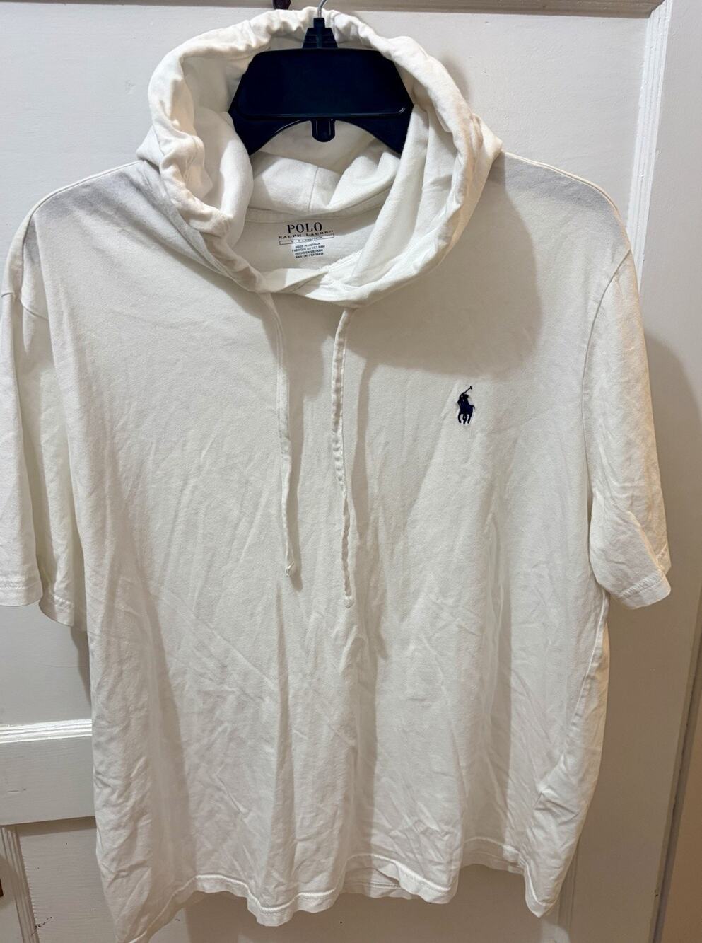 E11 Polo Ralph Lauren Lightweight White Hoodie Sweatshirt Men's Large L Pony